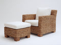 Sillones de ratán con reposapiés 86x82x84 cm - Marrón natural-Blanco - Diseño moderno