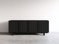 Mueble recibidor de madera 180x42x78 cm negro - diseño moderno con puertas ranuradas