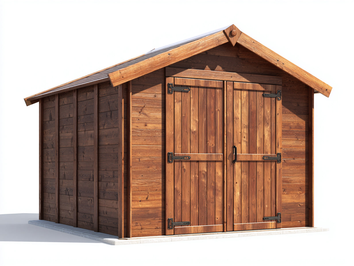 Casetas de jardín de madera 240x180x220 cm marrón - diseño rústico con puertas dobles