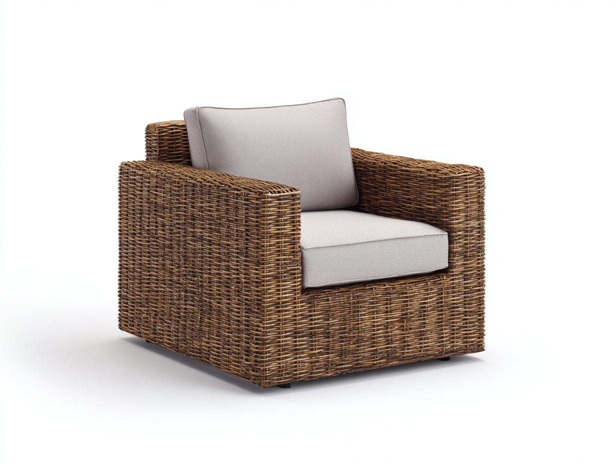 Sillones de ratán 92x86x78 cm - natural-beige grisáceo - diseño moderno para salón