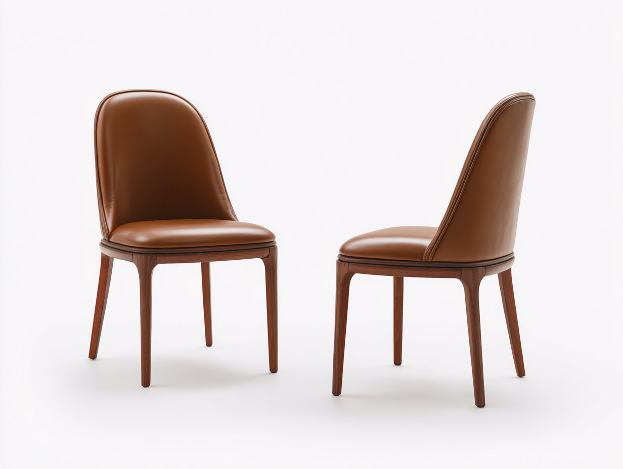 Sillas de comedor de madera y cuero sintético 48x55x88 cm - marrón - estilo moderno para comedor