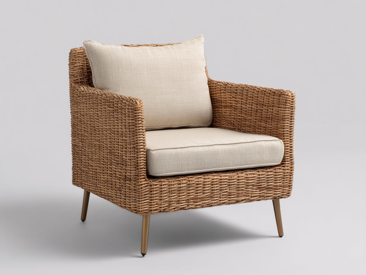 Sillones de ratán 84x80x82 cm - natural-beige - diseño moderno para salón