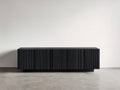 Mueble recibidor madera 180x40x60 cm - negro - diseño moderno con puertas acanaladas
