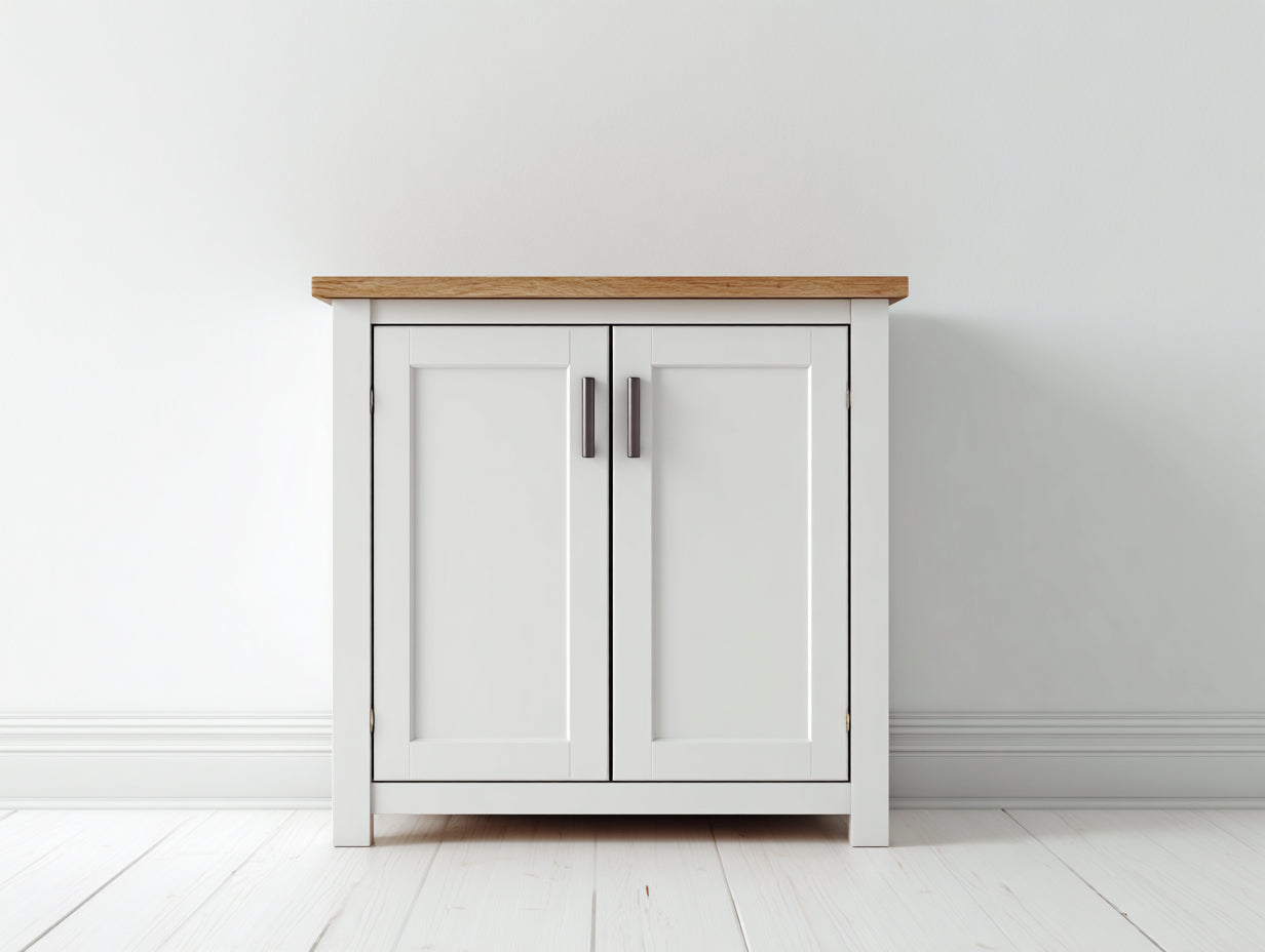 Aparadores de madera 100x40x85 cm - blanco-marrón - estilo rústico moderno con 2 puertas