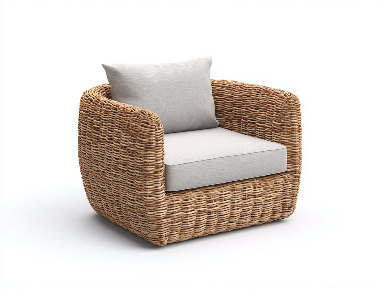 Sillones de ratán ratán natural 92x86x78 cm - Marrón natural-Beige - Diseño moderno