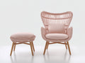 Sillones de ratán 92x82x105 cm rosa claro - diseño bohemio con reposapiés
