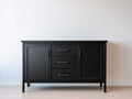Mueble recibidor de madera 140x40x85 cm - negro - estilo moderno con puertas y cajones