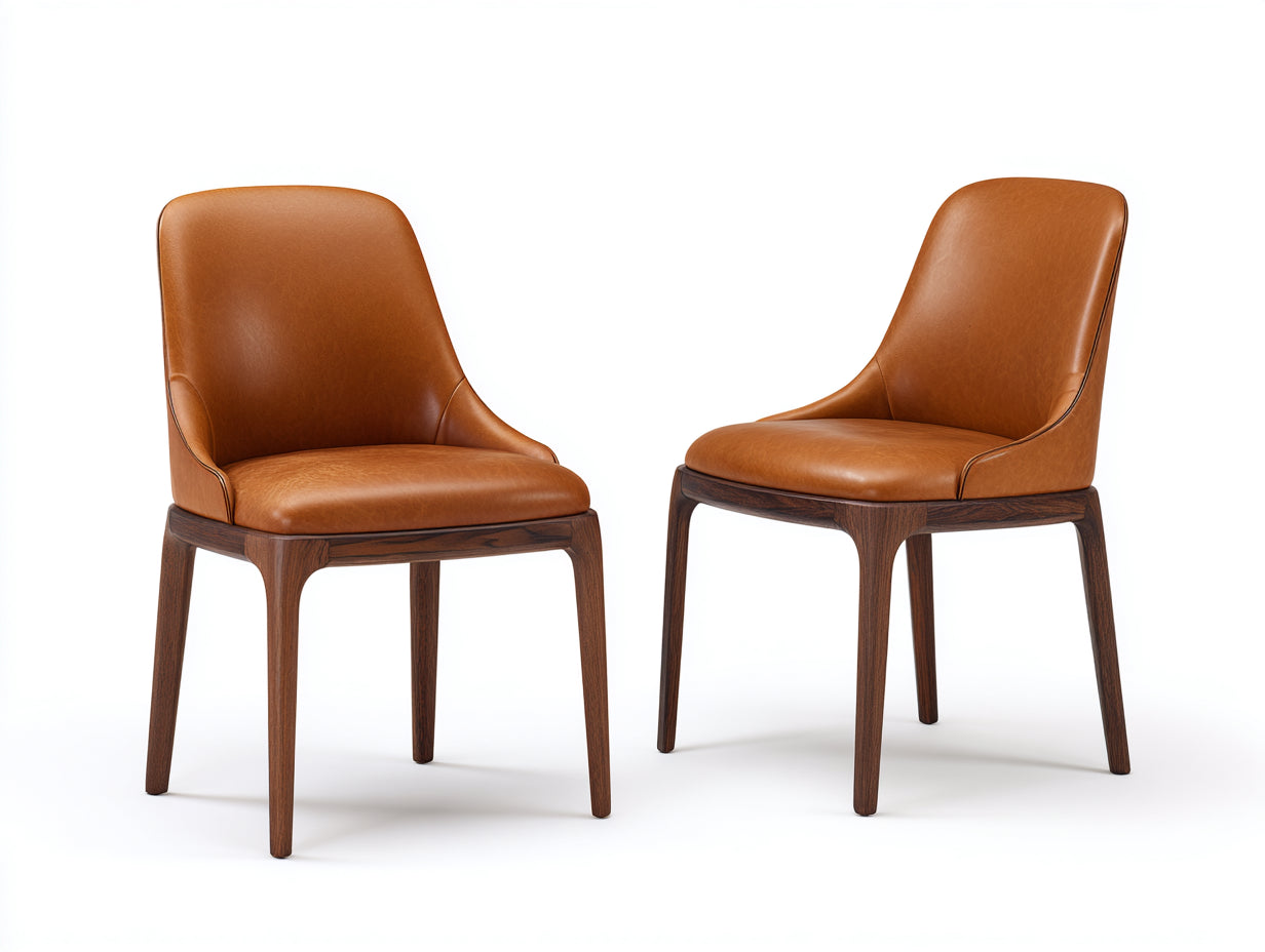 Sillas de comedor 50x58x85 cm - cuero sintético marrón y madera - diseño moderno para comedor