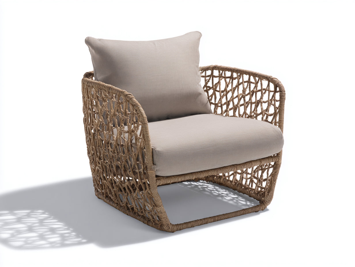 Sillones de ratán natural 78x82x76 cm - natural-beige - diseño trenzado para exterior