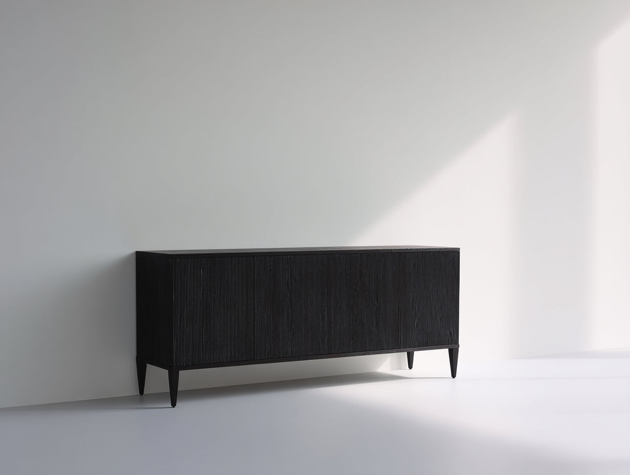 Mueble recibidor madera 170x42x78 cm - negro - diseño moderno con patas elevadas