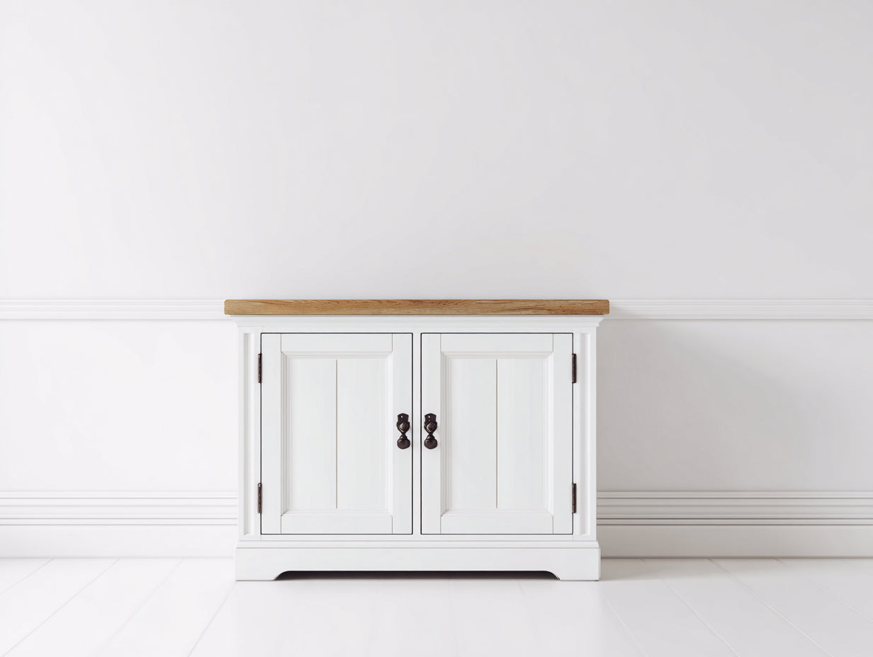 Aparadores madera 100x40x85 cm - blanco-roble - diseño clásico con 2 puertas