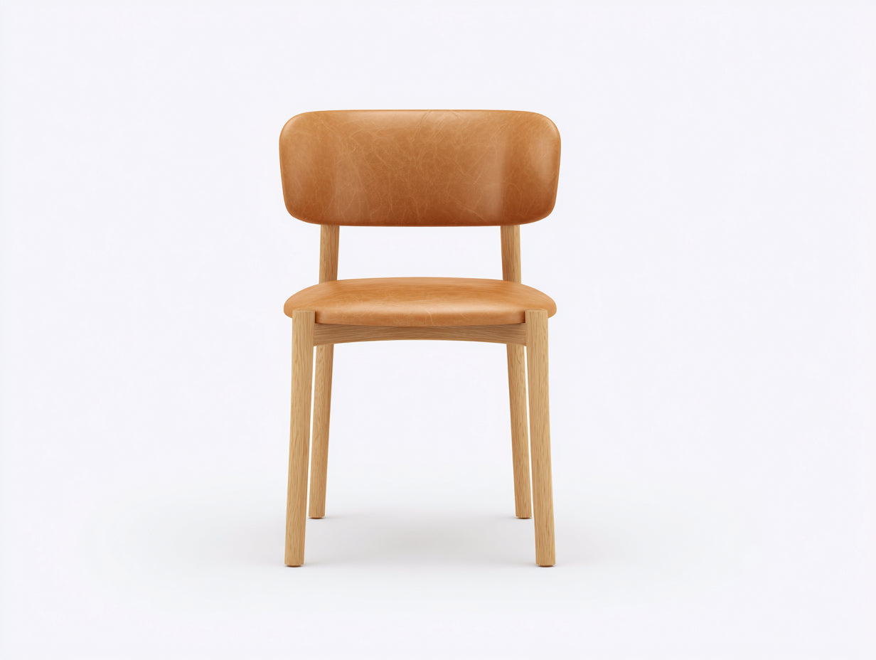 Sillas de comedor piel sintética 52x56x80 cm - camel-roble - diseño moderno acolchado