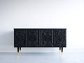 Mueble recibidor madera 180x42x82 cm - negro - diseño moderno con relieve decorativo