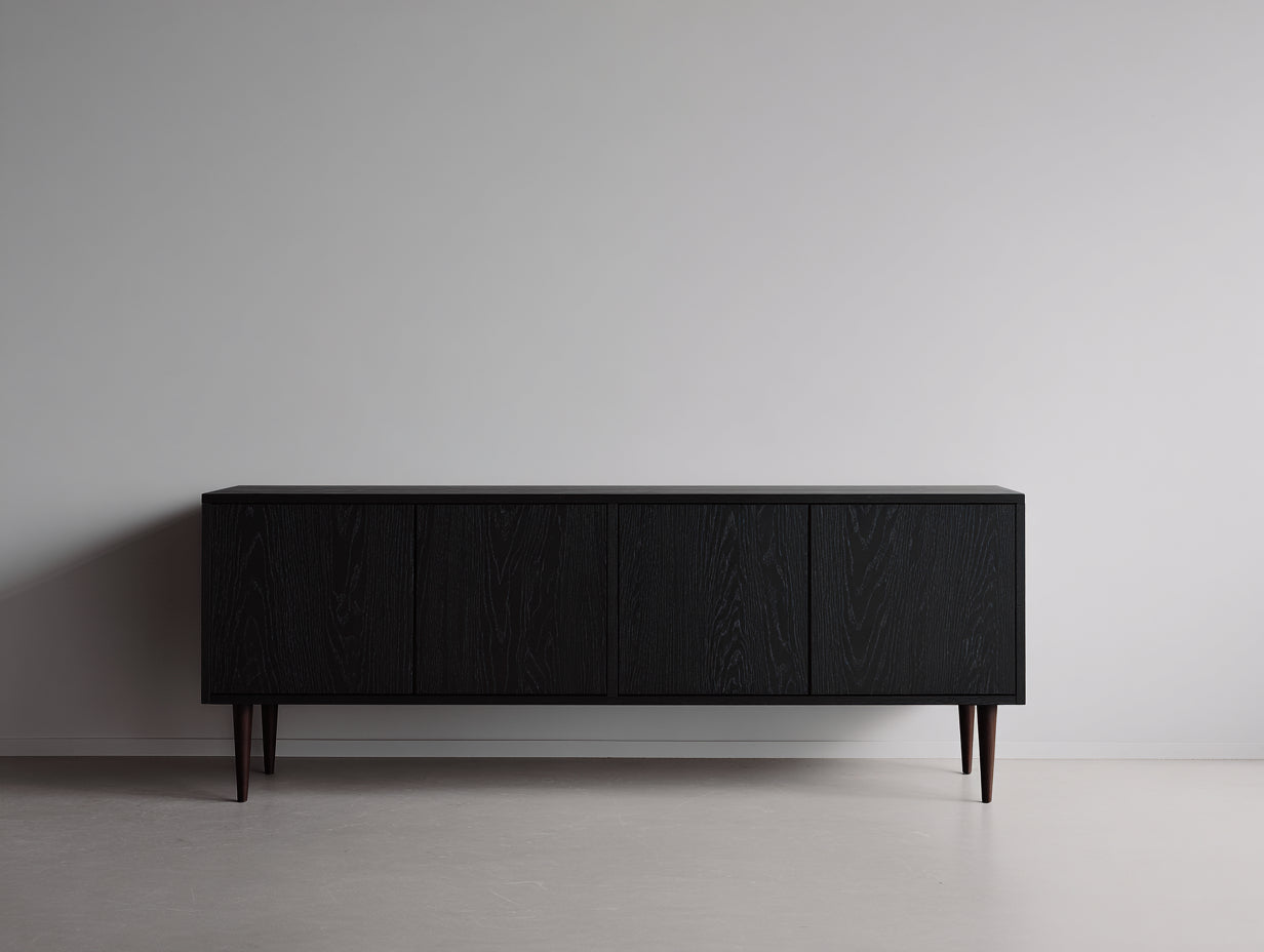 Mueble recibidor de madera 170x40x76 cm negro - diseño moderno con puertas lisas