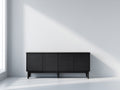 Mueble recibidor de madera 155x42x78 cm - negro - diseño moderno con veta visible