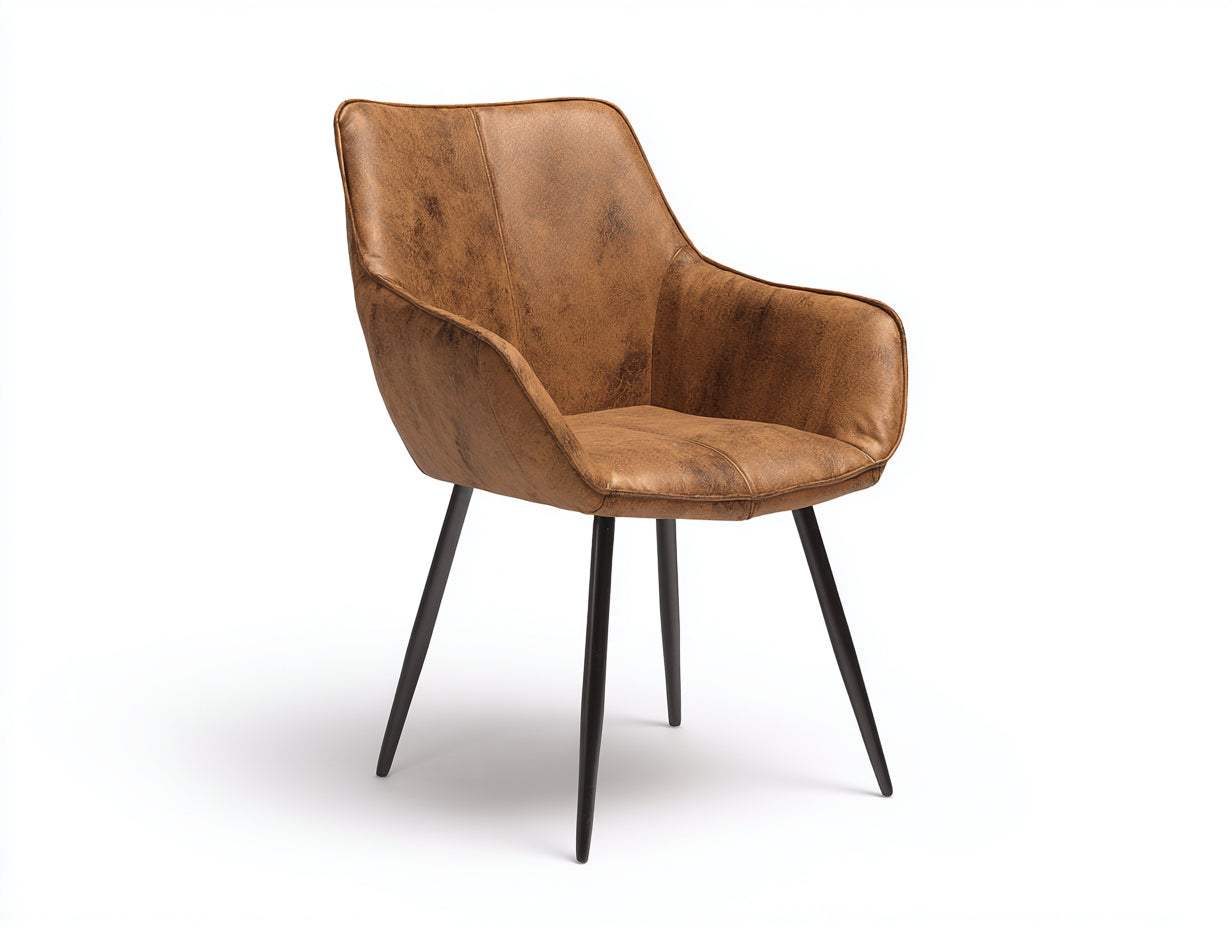 Sillas de comedor cuero sintético 58x60x88 cm - Marrón-Negro - Diseño industrial