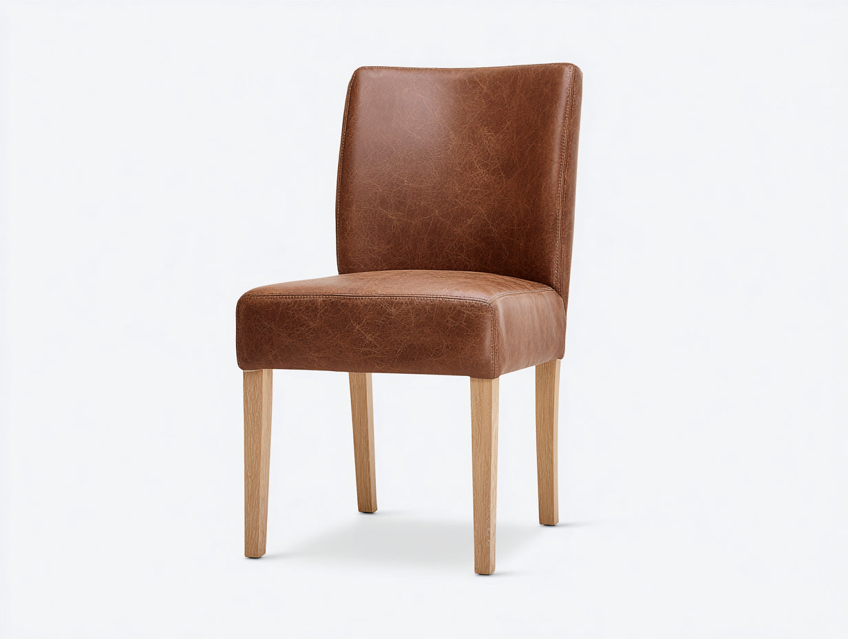 Sillas de comedor de cuero marrón 48x58x90 cm - marrón-natural - diseño moderno para comedor