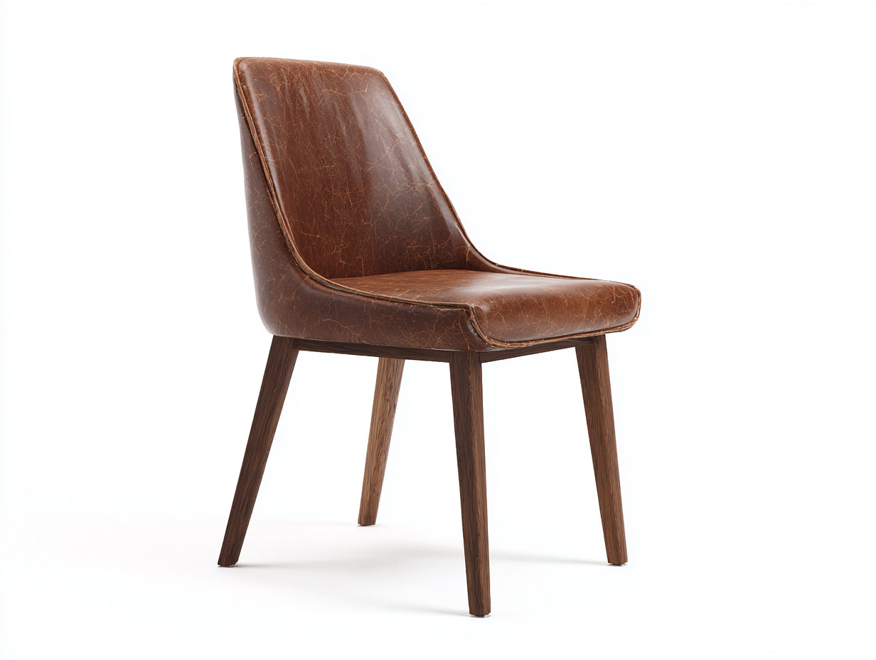 Sillas de comedor piel sintética 50x58x84 cm - marrón oscuro-nogal - diseño vintage acolchado