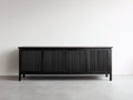 Mueble recibidor de madera 185x45x82 cm negro - diseño elegante con puertas acanaladas