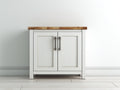 Aparadores de madera 88x40x90 cm blanco y madera natural - diseño moderno con puertas