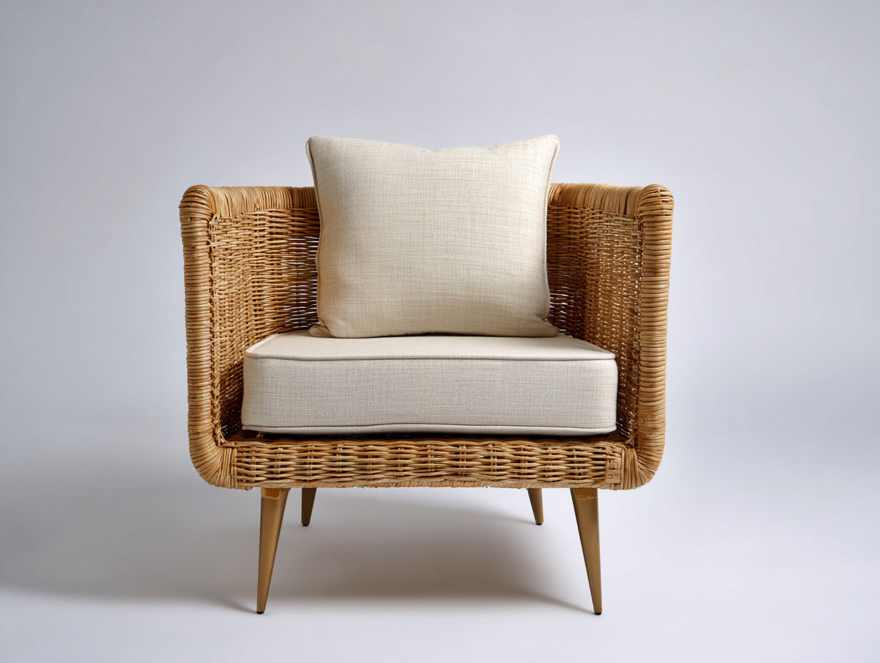 Sillones de ratán natural 80x78x84 cm - natural-beige - diseño trenzado para exterior